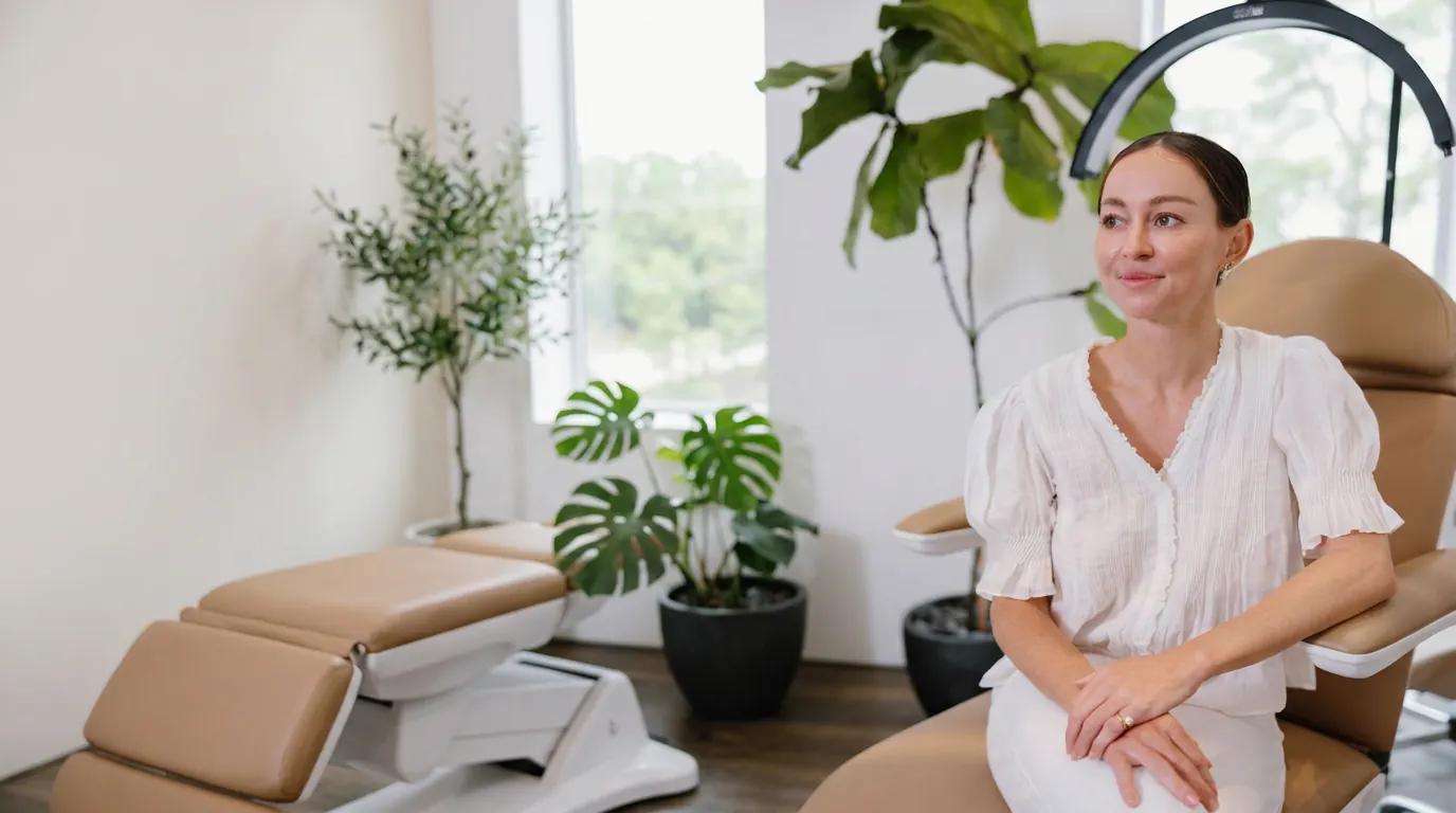 A consultation in a bright treatment room